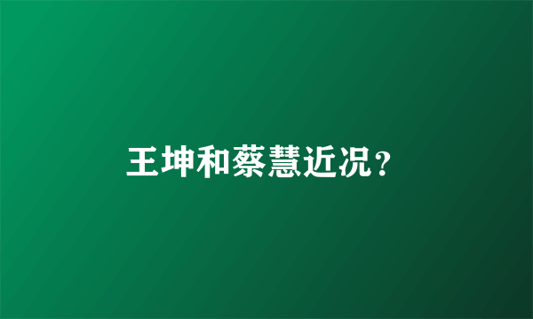 王坤和蔡慧近况？