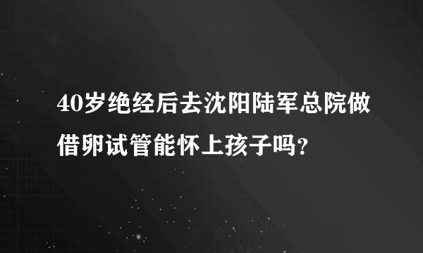 40岁绝经后去沈阳陆军总院做借卵试管能怀上孩子吗？