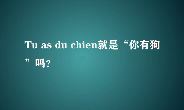 Tu as du chien就是“你有狗”吗？