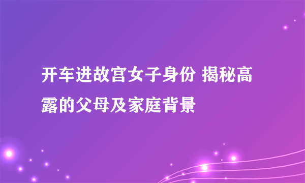 开车进故宫女子身份 揭秘高露的父母及家庭背景