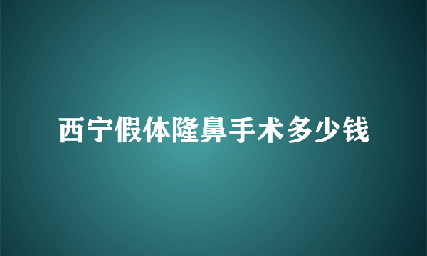 西宁假体隆鼻手术多少钱