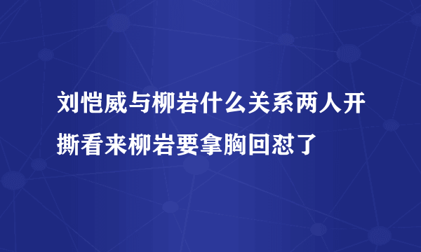 刘恺威与柳岩什么关系两人开撕看来柳岩要拿胸回怼了