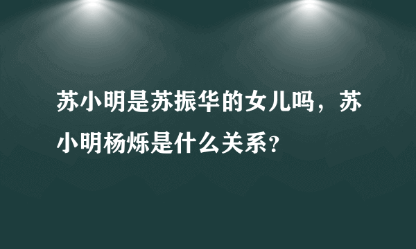 苏小明是苏振华的女儿吗，苏小明杨烁是什么关系？