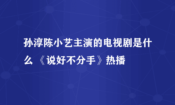 孙淳陈小艺主演的电视剧是什么 《说好不分手》热播