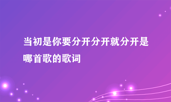 当初是你要分开分开就分开是哪首歌的歌词