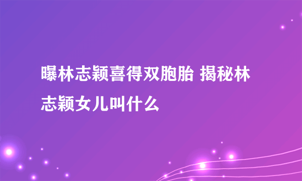 曝林志颖喜得双胞胎 揭秘林志颖女儿叫什么