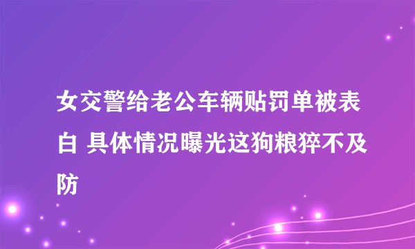 女交警给老公车辆贴罚单被表白 具体情况曝光这狗粮猝不及防