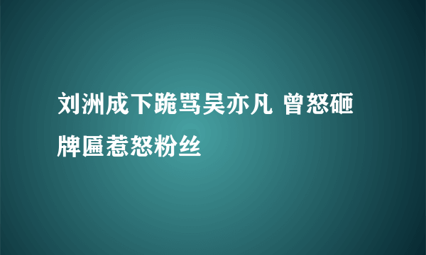 刘洲成下跪骂吴亦凡 曾怒砸牌匾惹怒粉丝