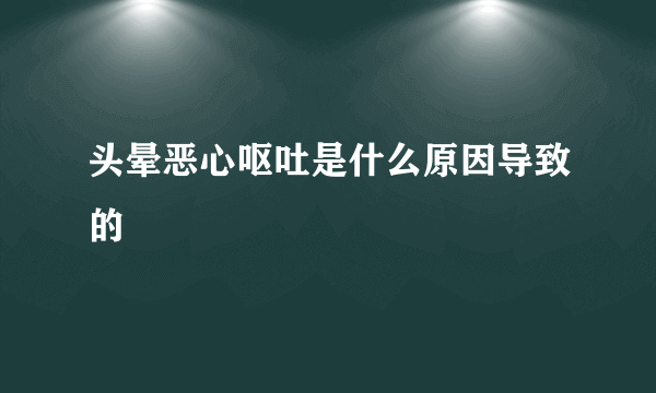 头晕恶心呕吐是什么原因导致的