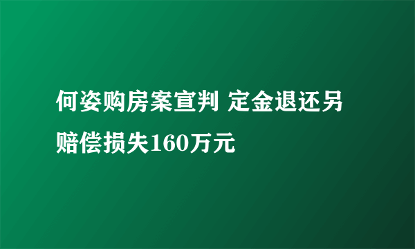 何姿购房案宣判 定金退还另赔偿损失160万元