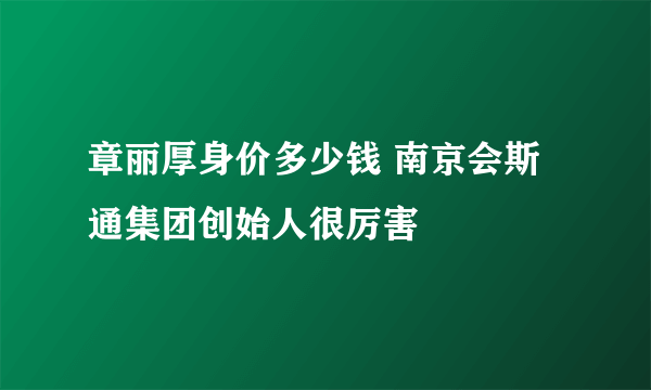 章丽厚身价多少钱 南京会斯通集团创始人很厉害