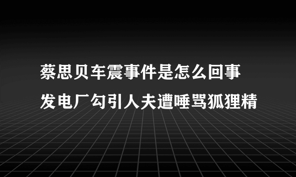 蔡思贝车震事件是怎么回事 发电厂勾引人夫遭唾骂狐狸精