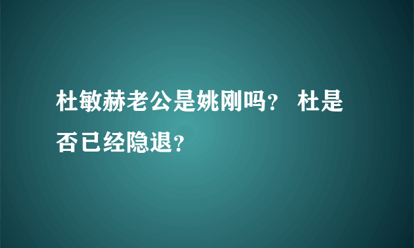 杜敏赫老公是姚刚吗？ 杜是否已经隐退？