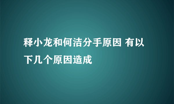 释小龙和何洁分手原因 有以下几个原因造成