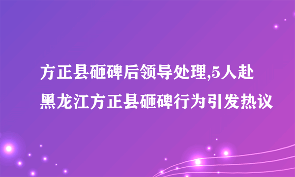 方正县砸碑后领导处理,5人赴黑龙江方正县砸碑行为引发热议