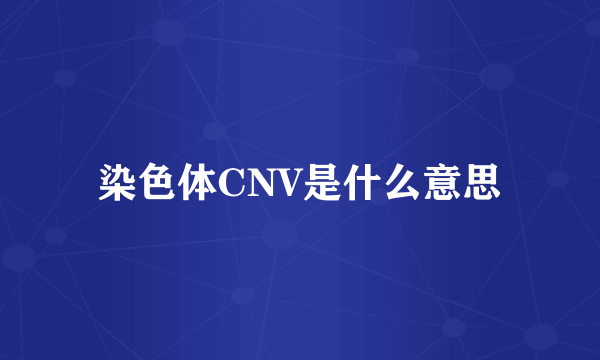 染色体CNV是什么意思