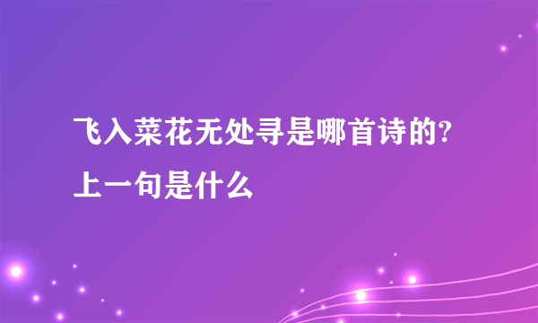 飞入菜花无处寻是哪首诗的?上一句是什么