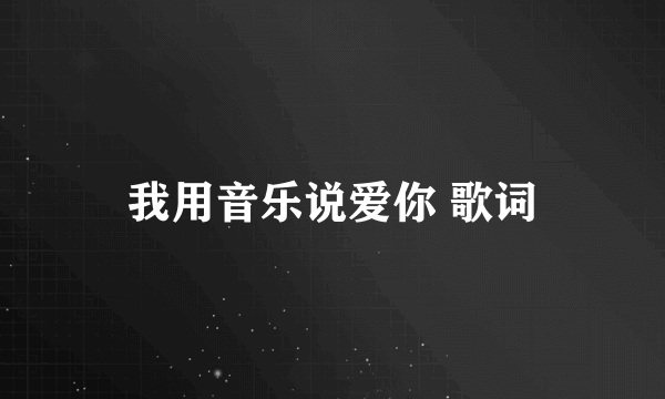 我用音乐说爱你 歌词