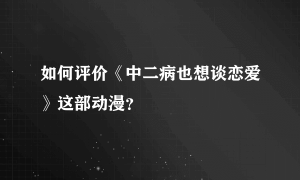 如何评价《中二病也想谈恋爱》这部动漫？