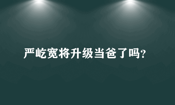 严屹宽将升级当爸了吗？