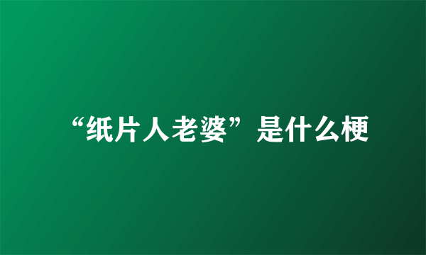 “纸片人老婆”是什么梗