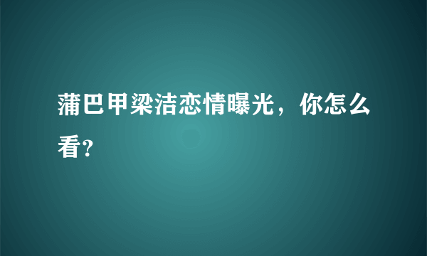 蒲巴甲梁洁恋情曝光，你怎么看？