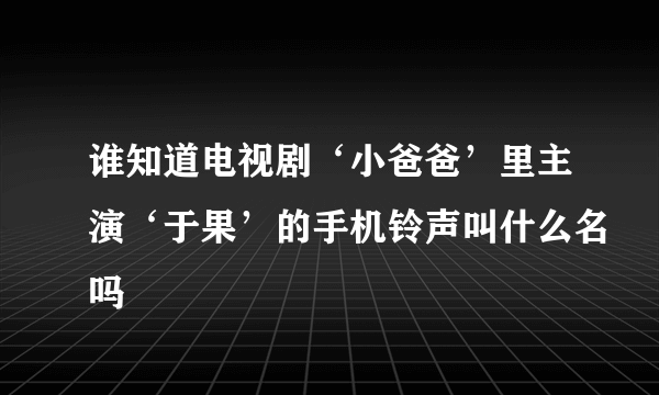 谁知道电视剧‘小爸爸’里主演‘于果’的手机铃声叫什么名吗