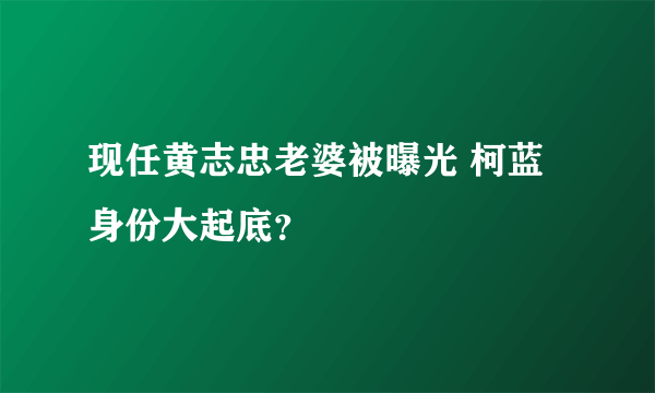 现任黄志忠老婆被曝光 柯蓝身份大起底？