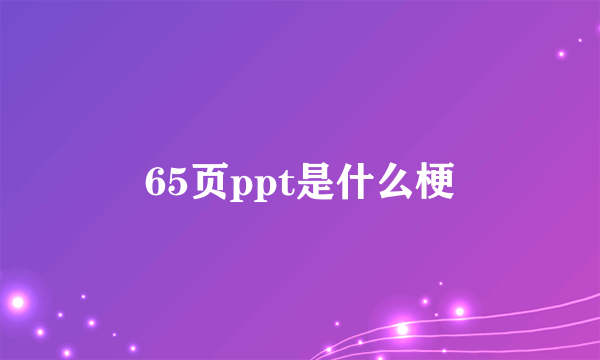 65页ppt是什么梗