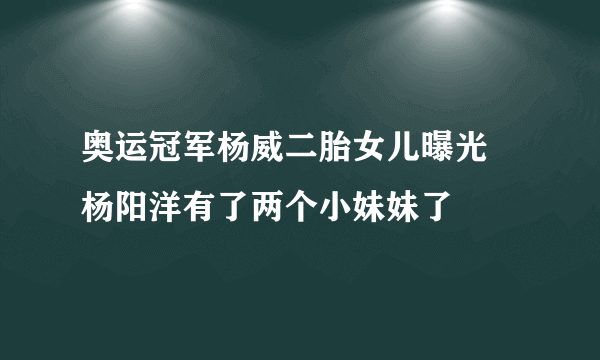 奥运冠军杨威二胎女儿曝光 杨阳洋有了两个小妹妹了