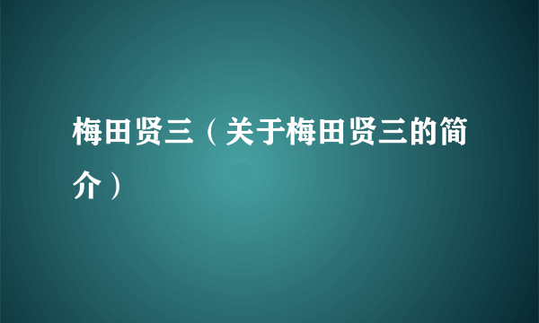 梅田贤三（关于梅田贤三的简介）