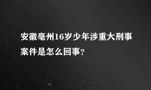 安徽亳州16岁少年涉重大刑事案件是怎么回事？