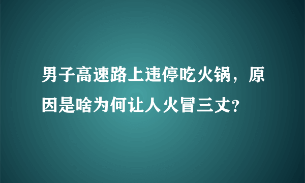 男子高速路上违停吃火锅，原因是啥为何让人火冒三丈？