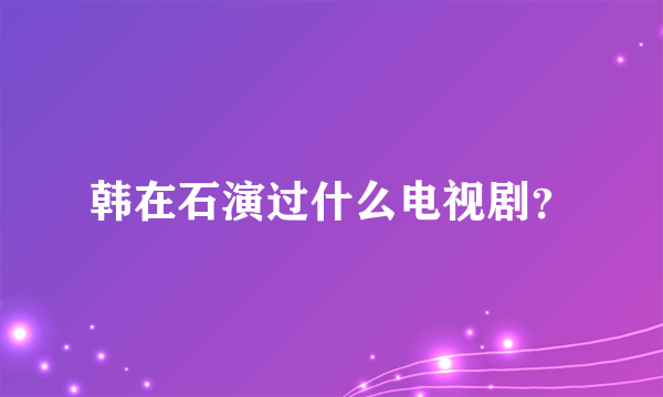 韩在石演过什么电视剧？