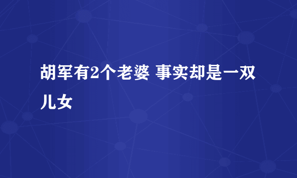 胡军有2个老婆 事实却是一双儿女