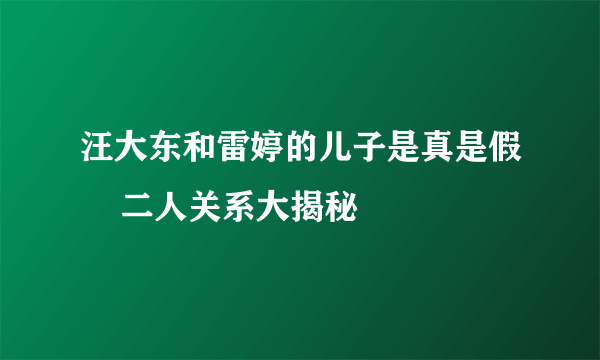 汪大东和雷婷的儿子是真是假    二人关系大揭秘