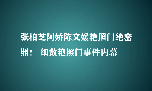 张柏芝阿娇陈文媛艳照门绝密照！ 细数艳照门事件内幕