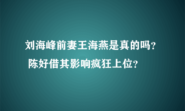 刘海峰前妻王海燕是真的吗？ 陈好借其影响疯狂上位？