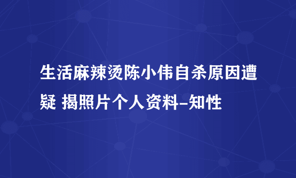 生活麻辣烫陈小伟自杀原因遭疑 揭照片个人资料-知性