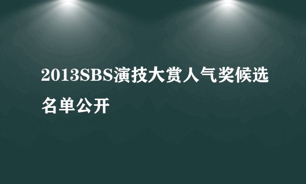 2013SBS演技大赏人气奖候选名单公开