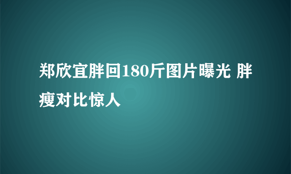 郑欣宜胖回180斤图片曝光 胖瘦对比惊人