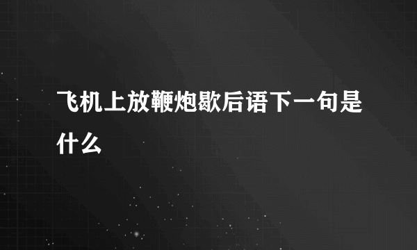 飞机上放鞭炮歇后语下一句是什么