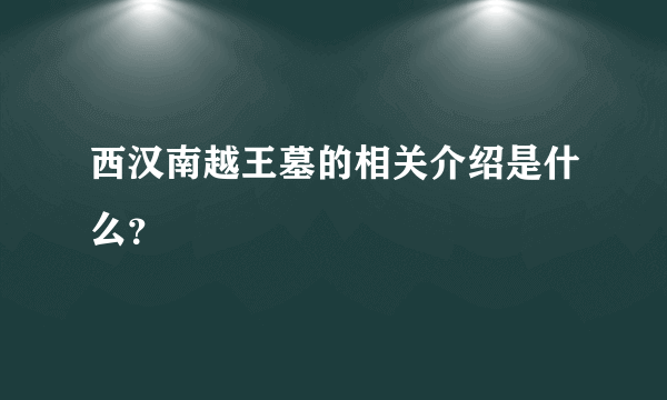 西汉南越王墓的相关介绍是什么？