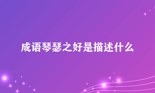 成语琴瑟之好是描述什么