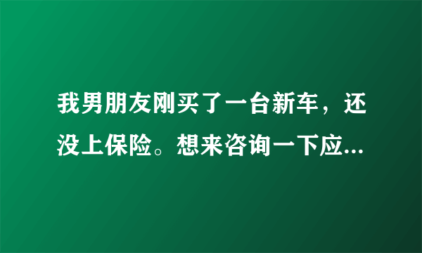 我男朋友刚买了一台新车，还没上保险。想来咨询一下应该如何购买车辆保险？谢谢！！！！
