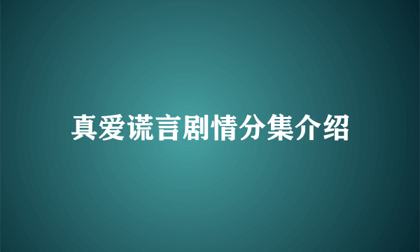 真爱谎言剧情分集介绍