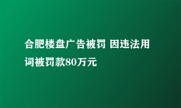 合肥楼盘广告被罚 因违法用词被罚款80万元