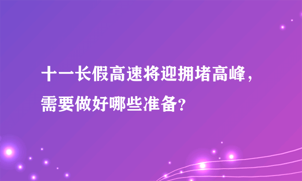 十一长假高速将迎拥堵高峰，需要做好哪些准备？