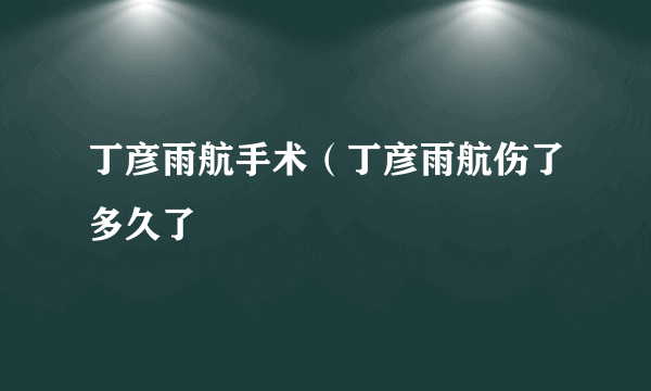 丁彦雨航手术（丁彦雨航伤了多久了