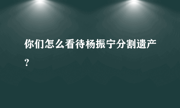 你们怎么看待杨振宁分割遗产？